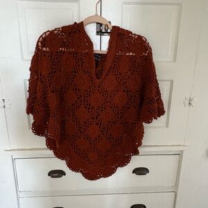 Forever 21 Rust Crochet Poncho